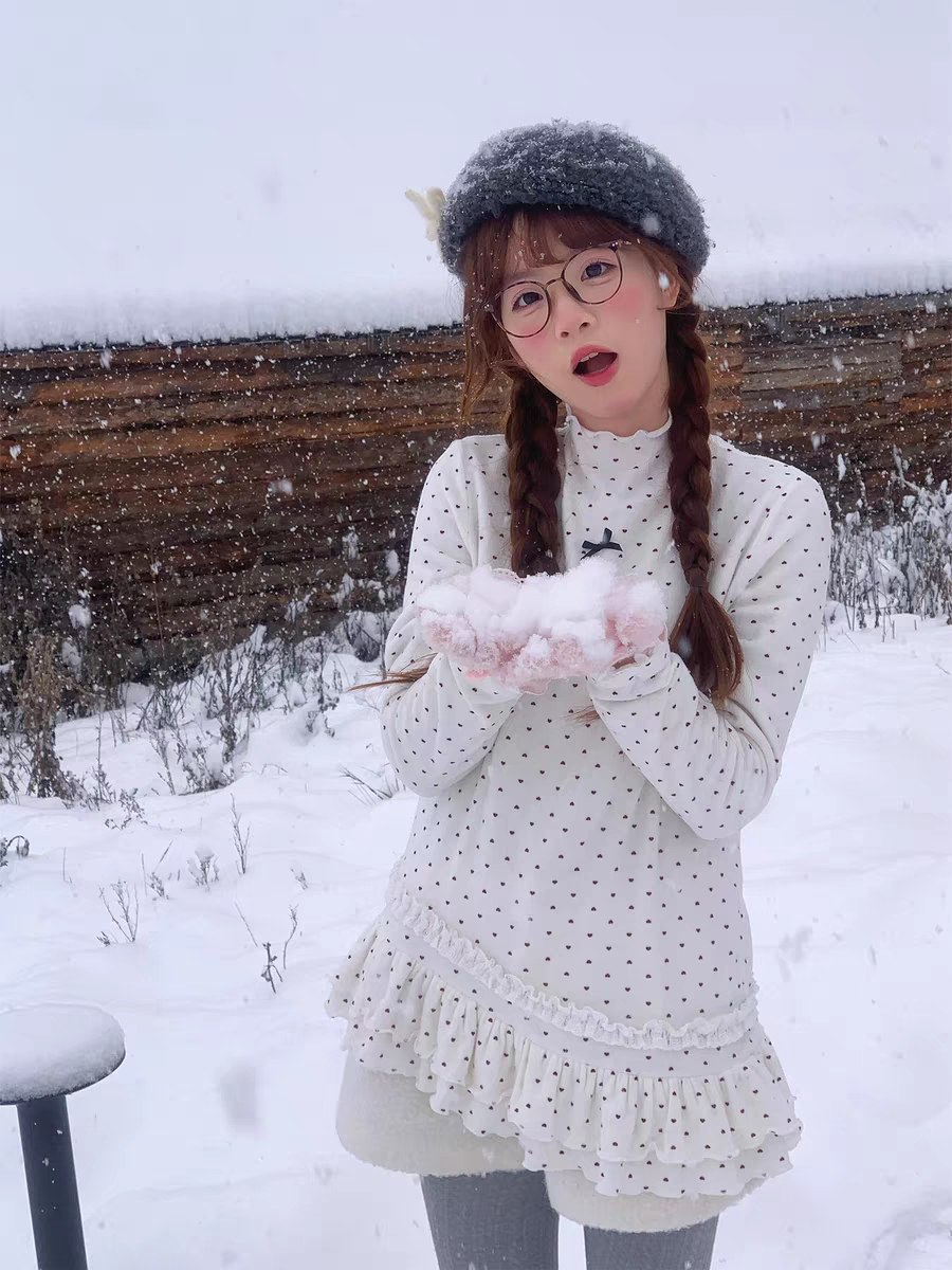 White Polka Dot Long Sleeve Dress