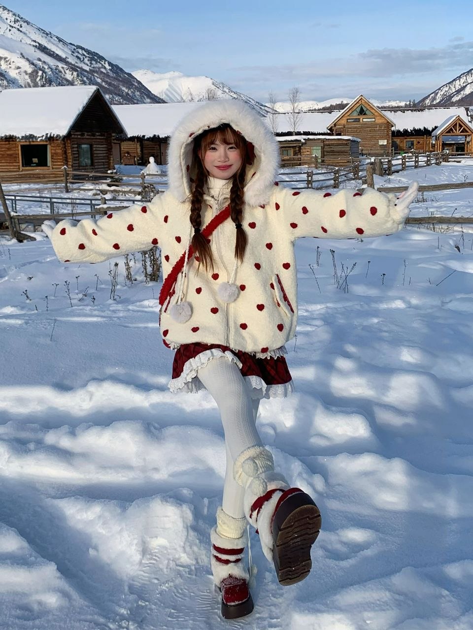 Winter Polka Dot Hooded Coat