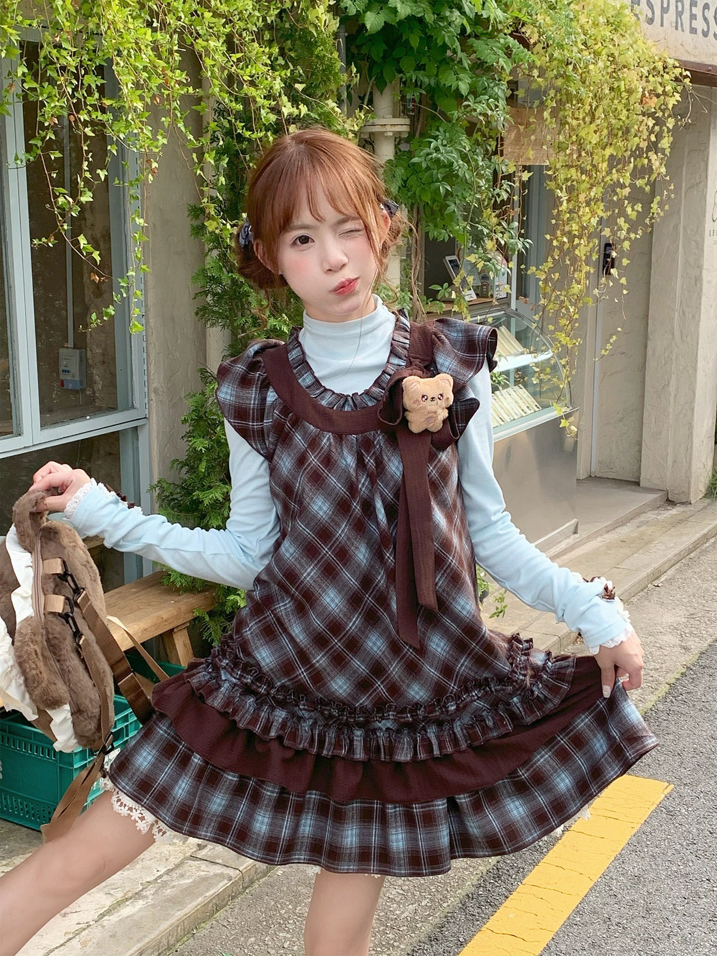 Plaid Cute Ruffle Dress