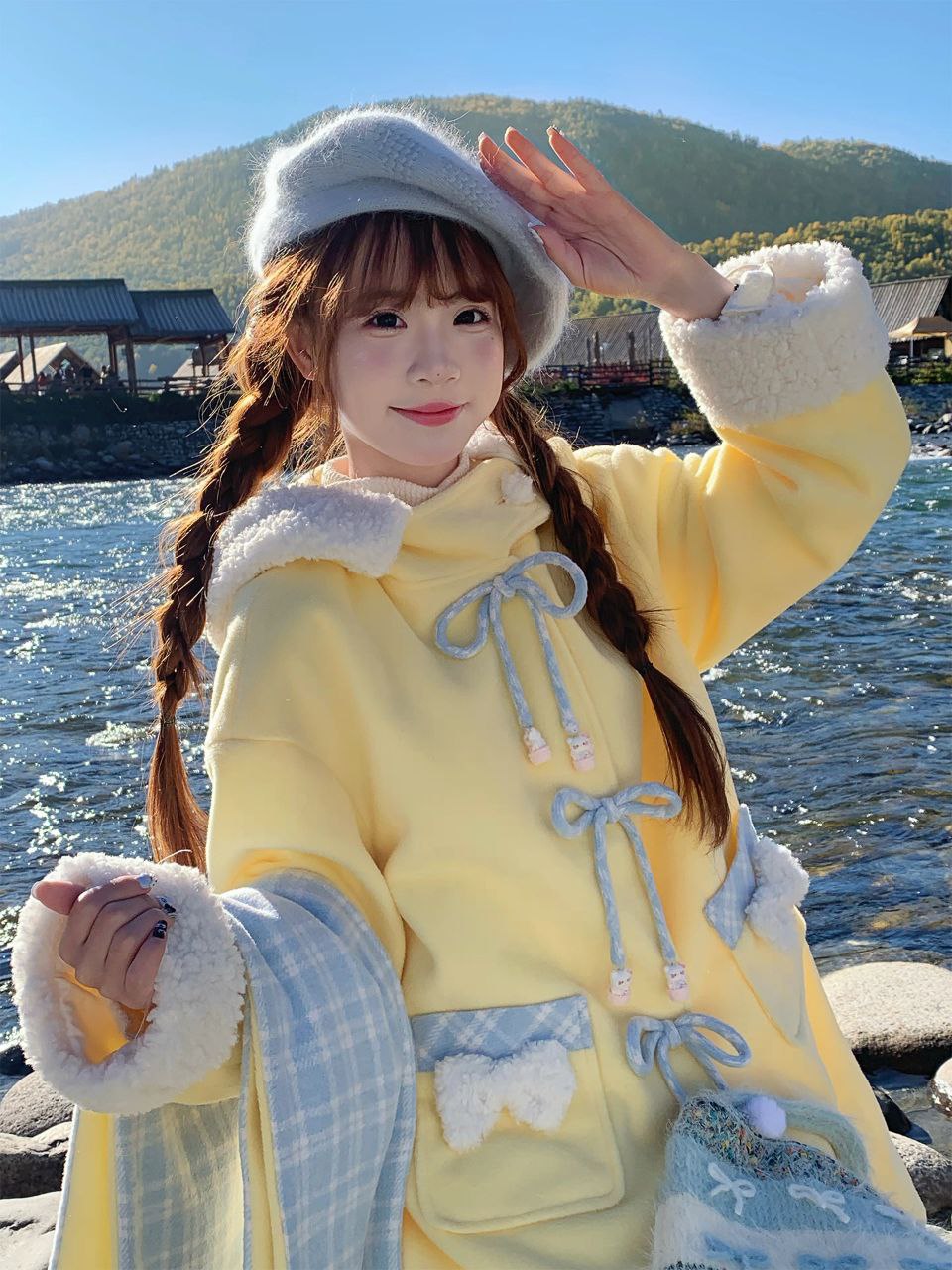 Warm Yellow Hooded Coat