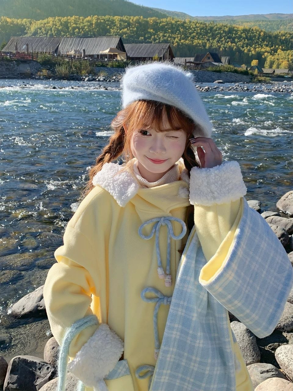 Warm Yellow Hooded Coat