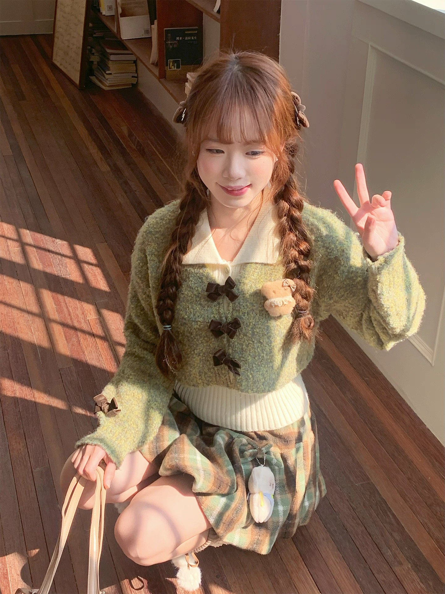 Plaid Skirt and Cozy Knit Sweater Set