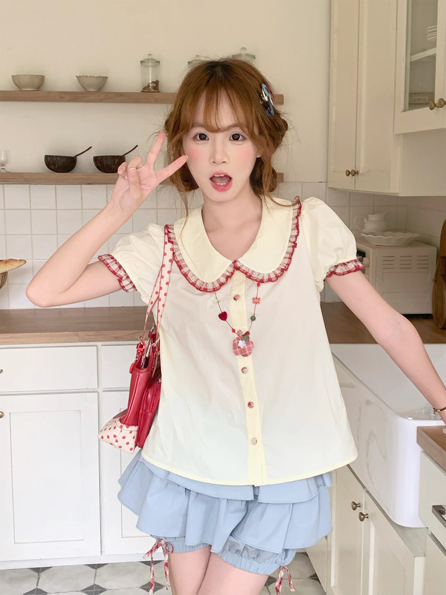 Cute Ruffled Collar Blouse