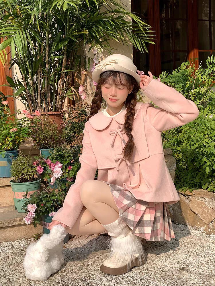 Pink Bow-Collar Coat