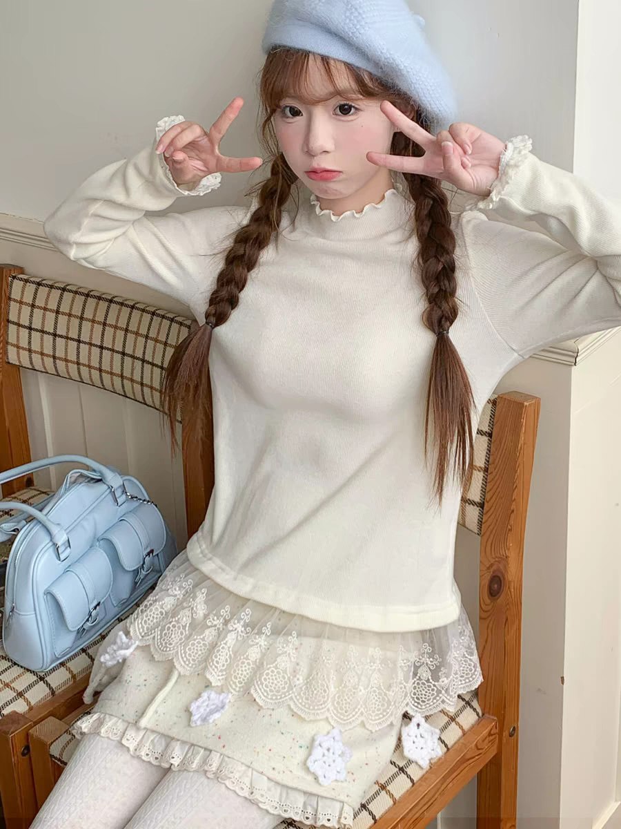 Cream Lace Knit Sweater