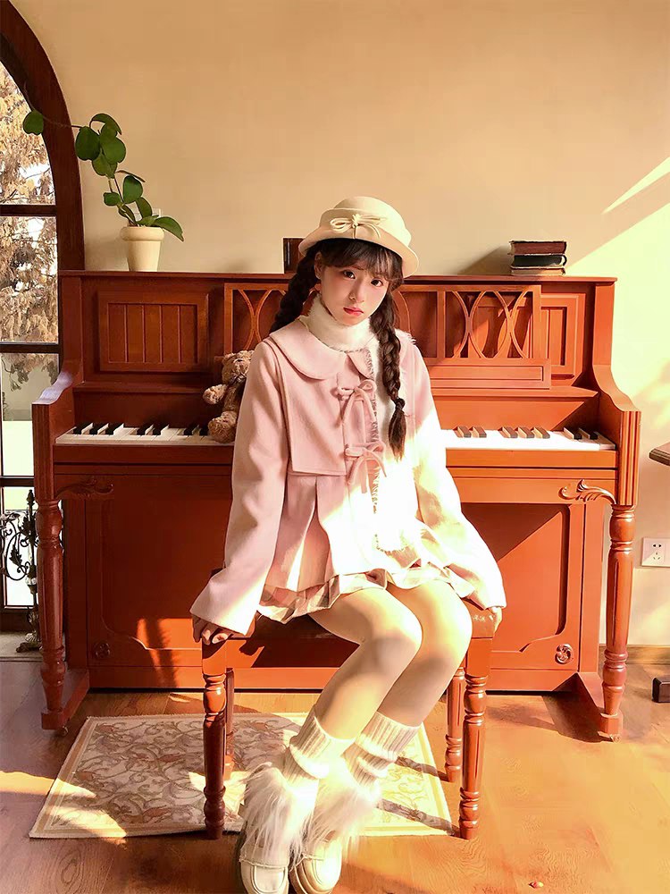 Pink Bow-Collar Coat