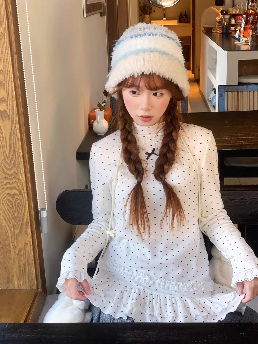 White Polka Dot Long Sleeve Dress