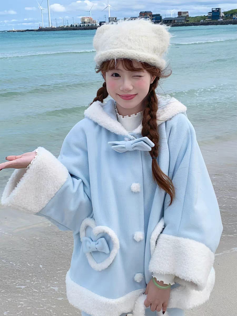 Winter Blue Faux Fur Coat