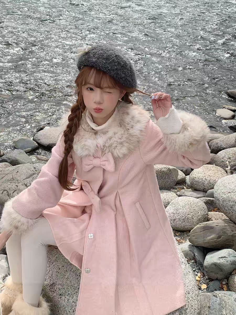 Elegant Pink Winter Coat