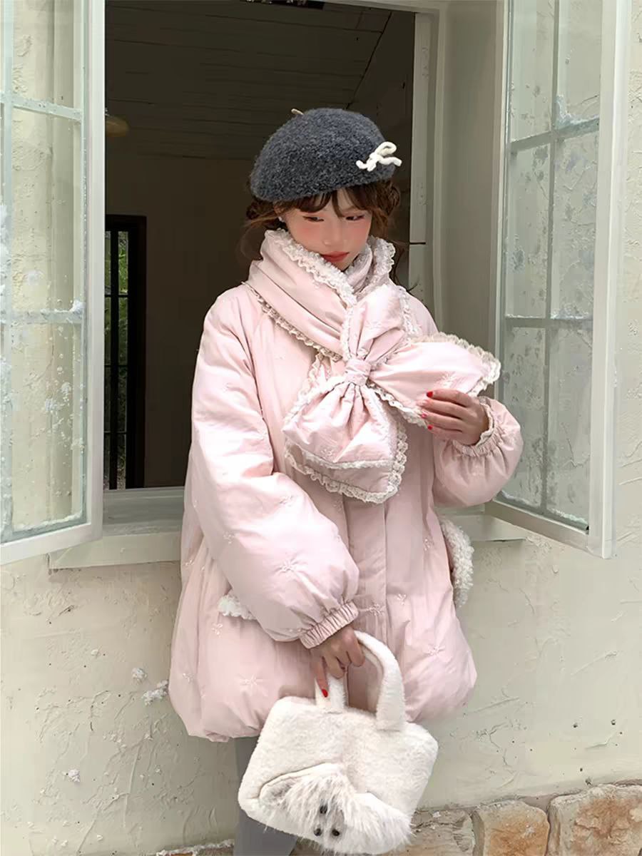 Pink Winter Coat with Bow