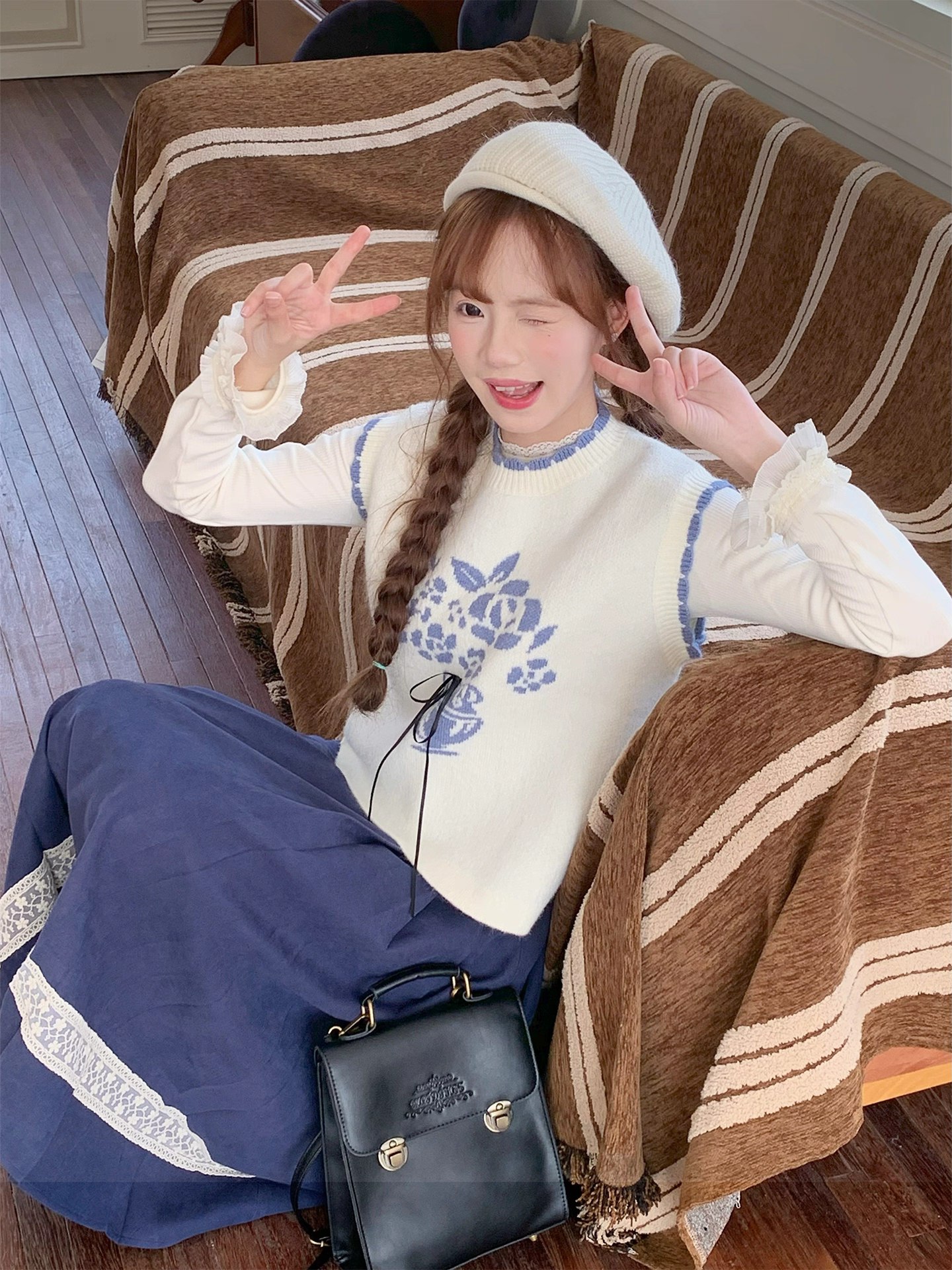 Vintage Floral Knit Sweater