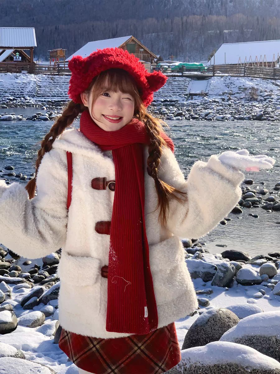 Cream fleece winter coat