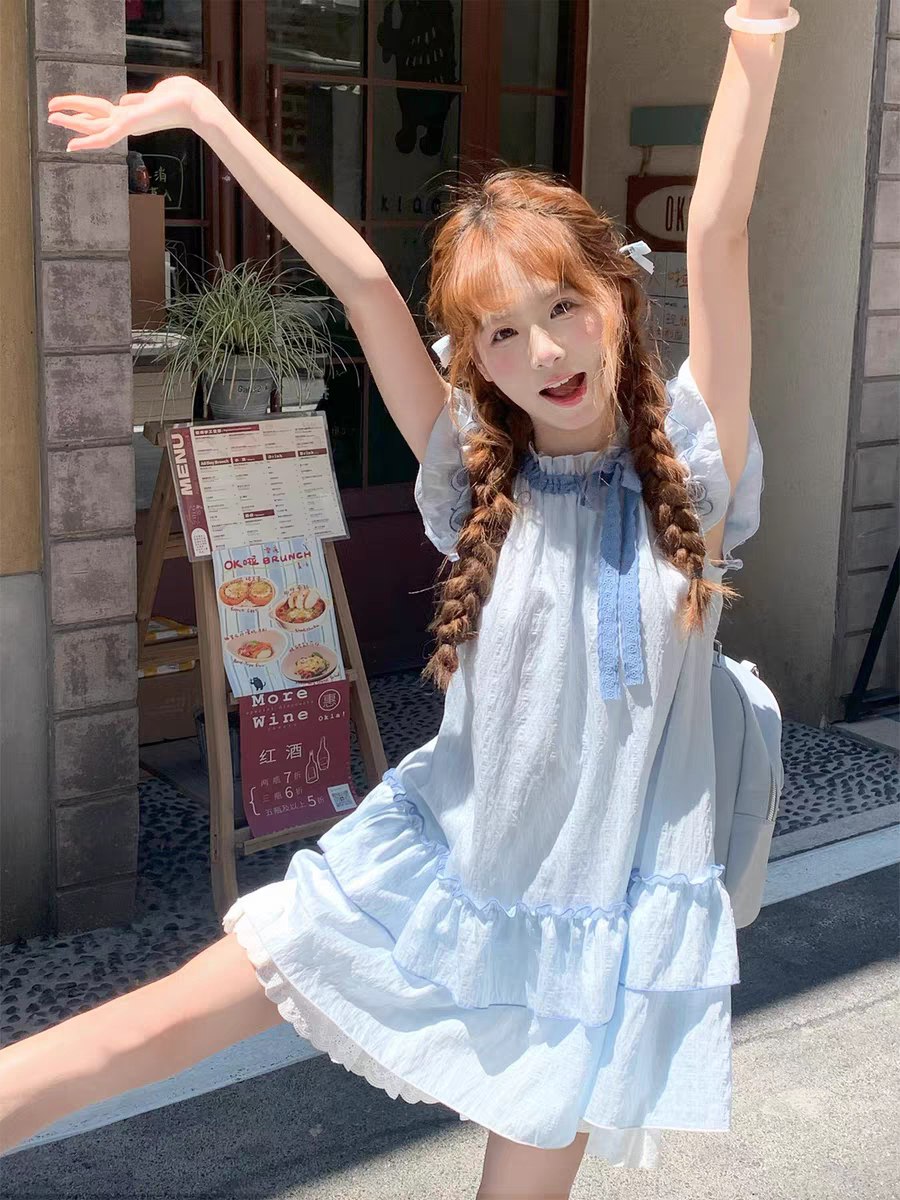 Light Blue Ruffled Dress