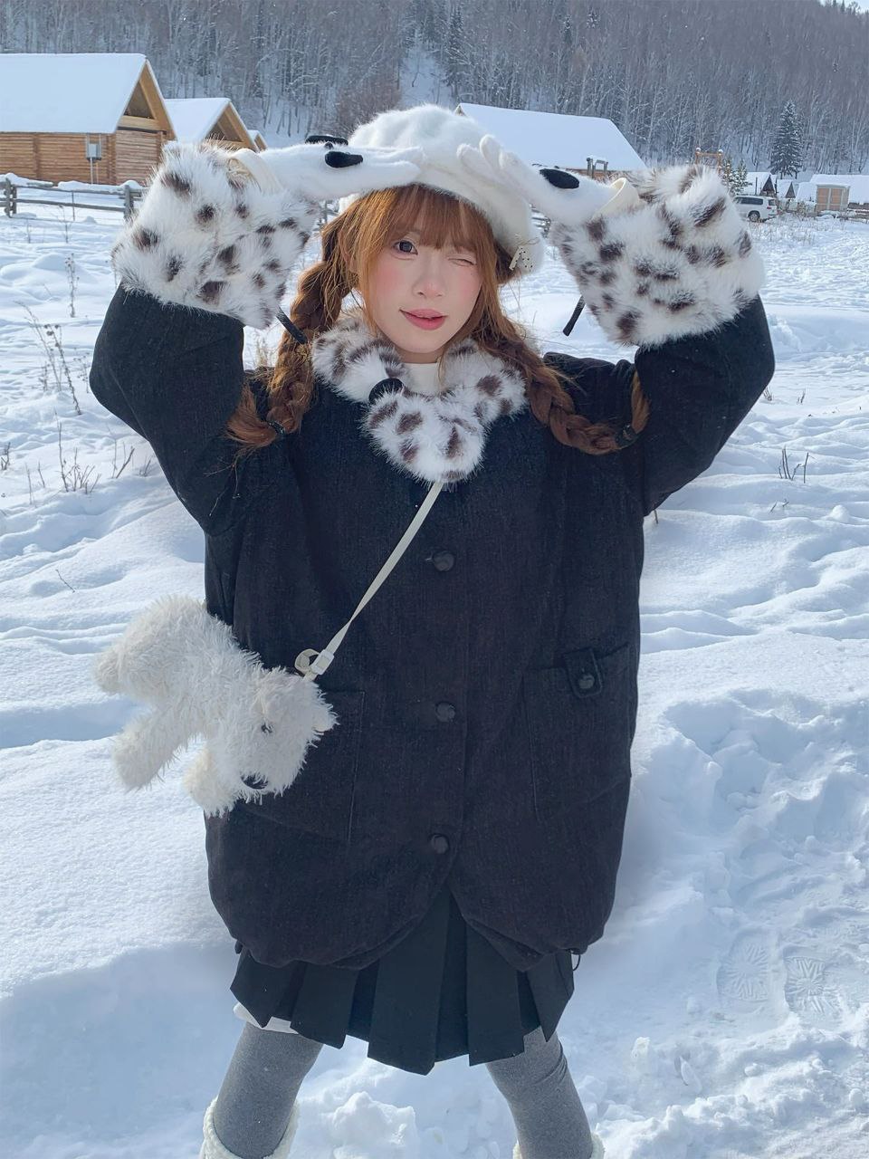 Winter Faux Fur Trimmed Coat Set