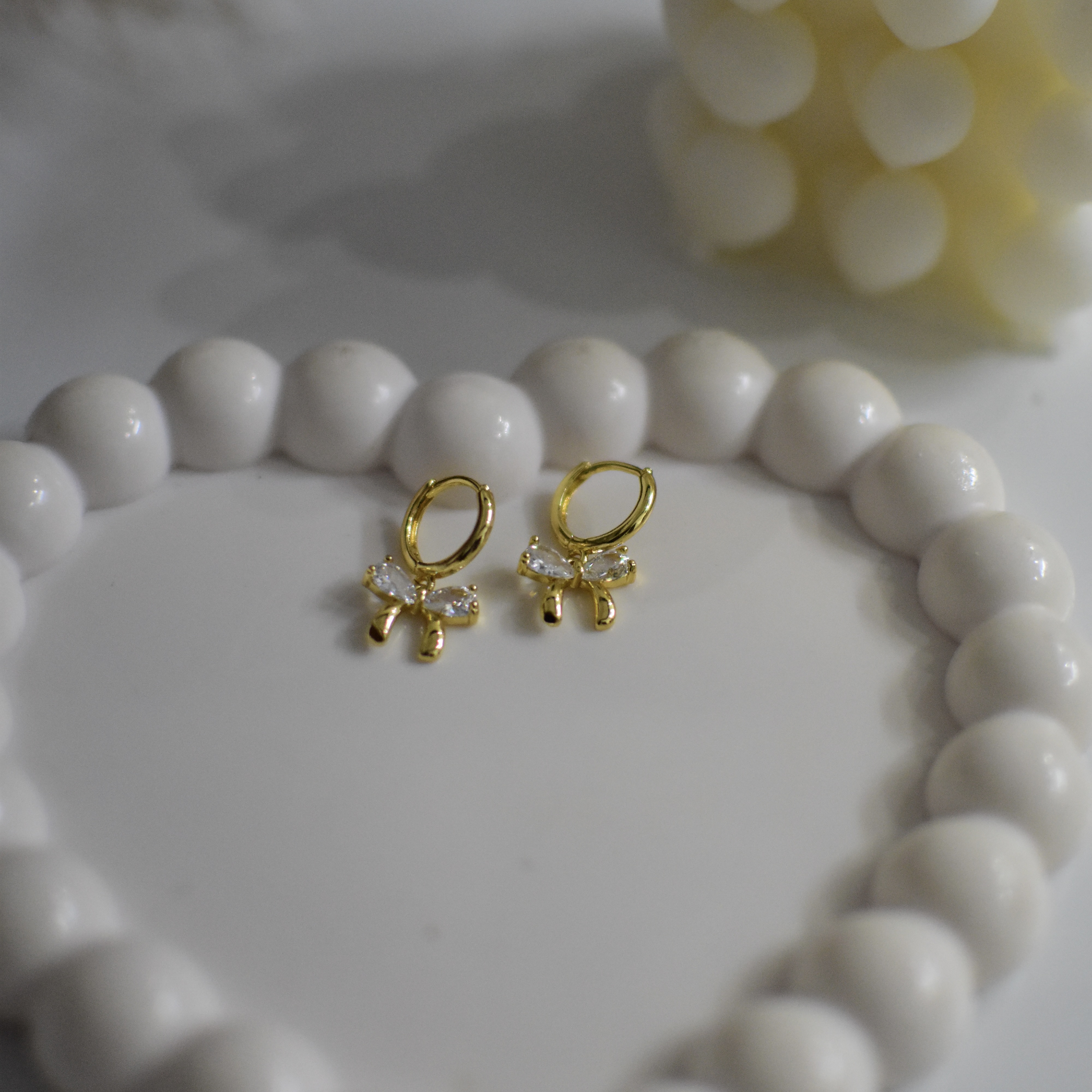 Gold Bow Drop Earrings