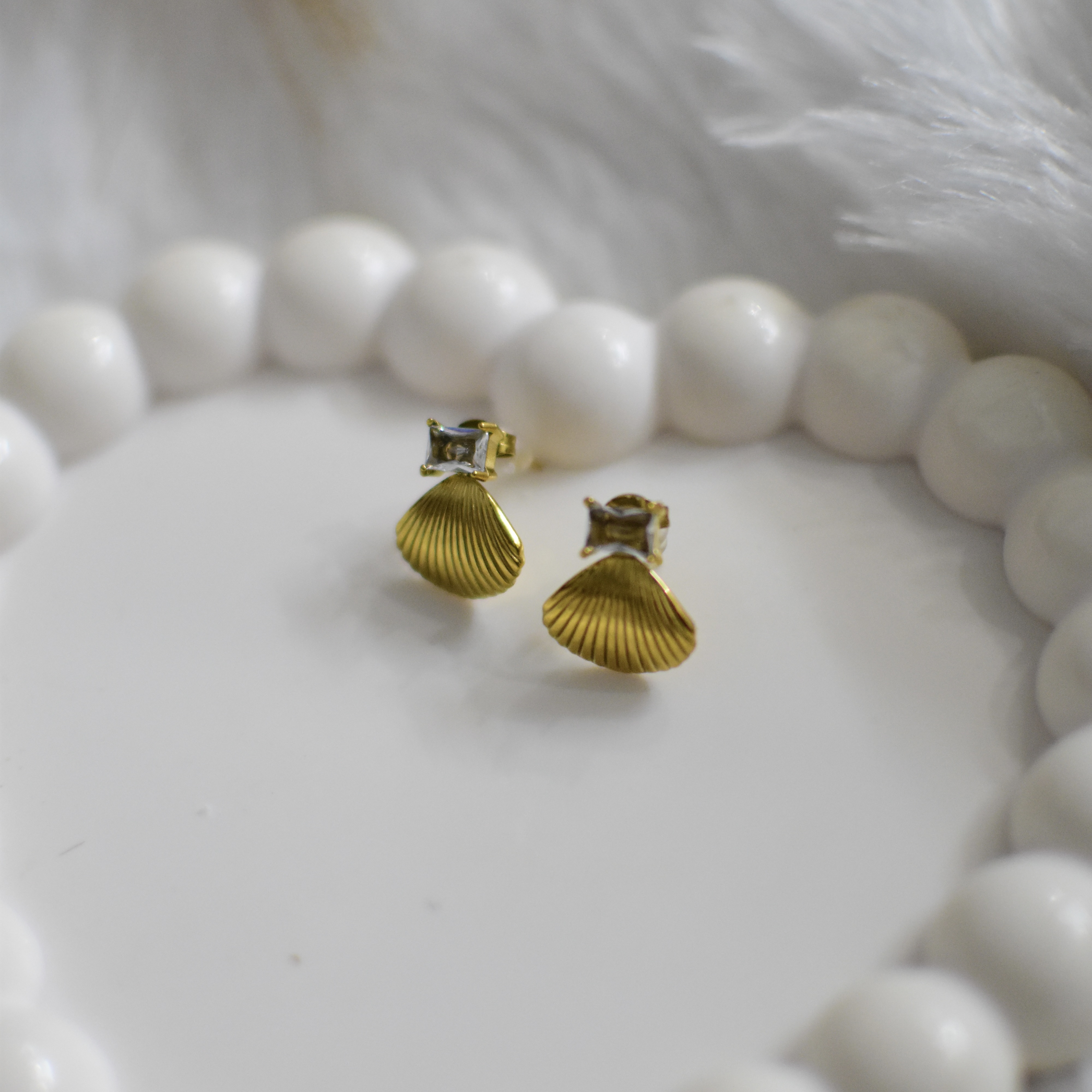 Gold Shell Stud Earrings