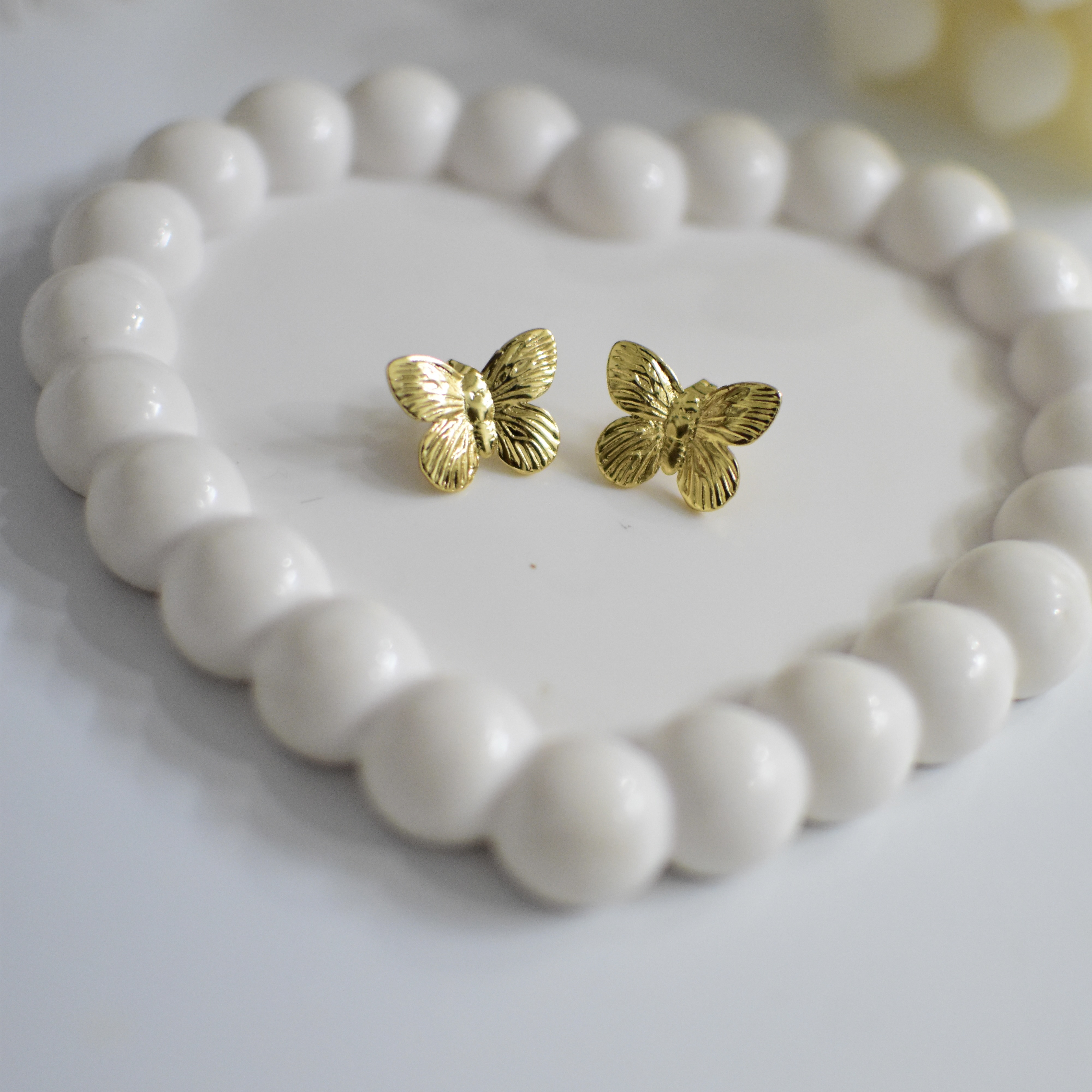 Gold Butterfly Stud Earrings