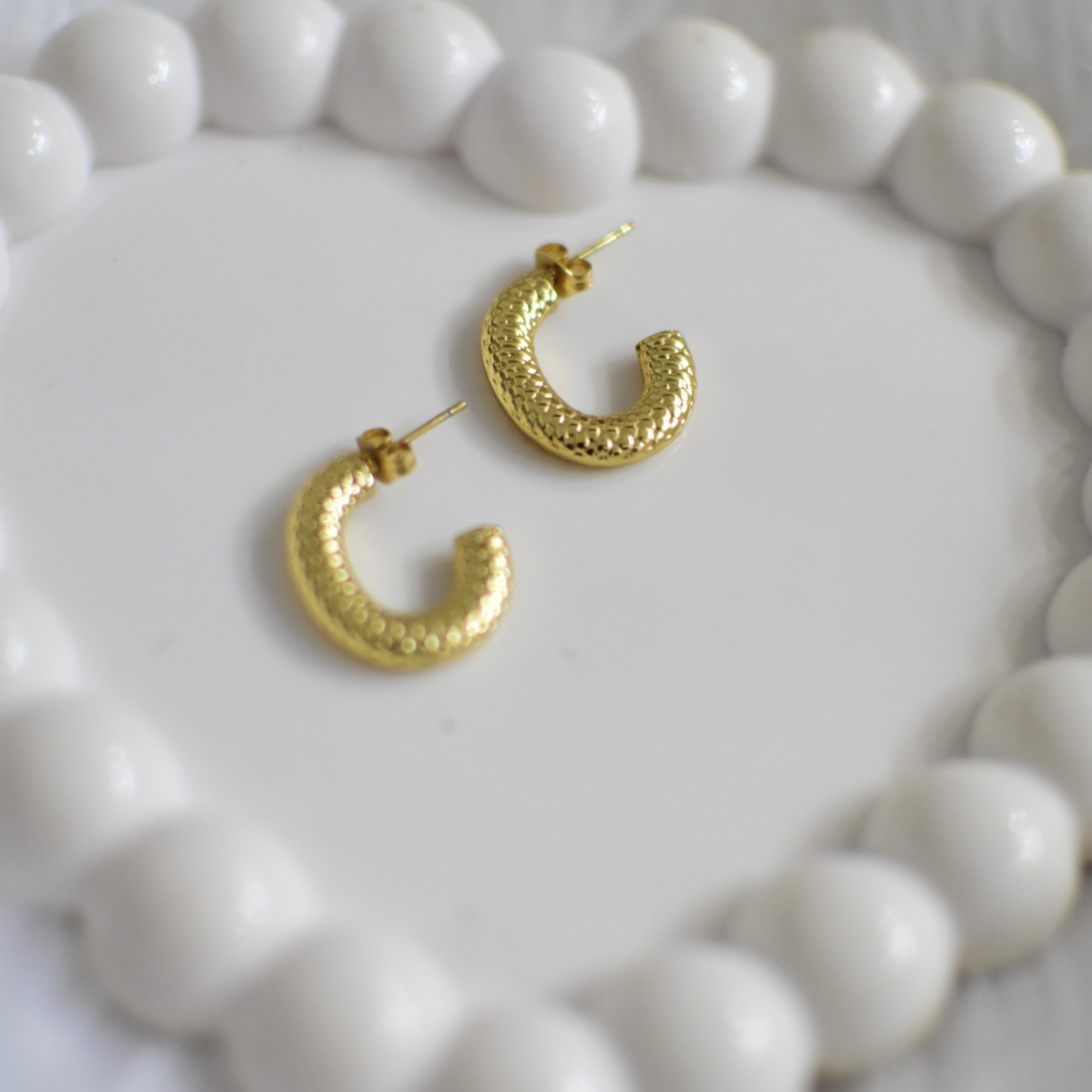 Textured Gold Hoop Earrings