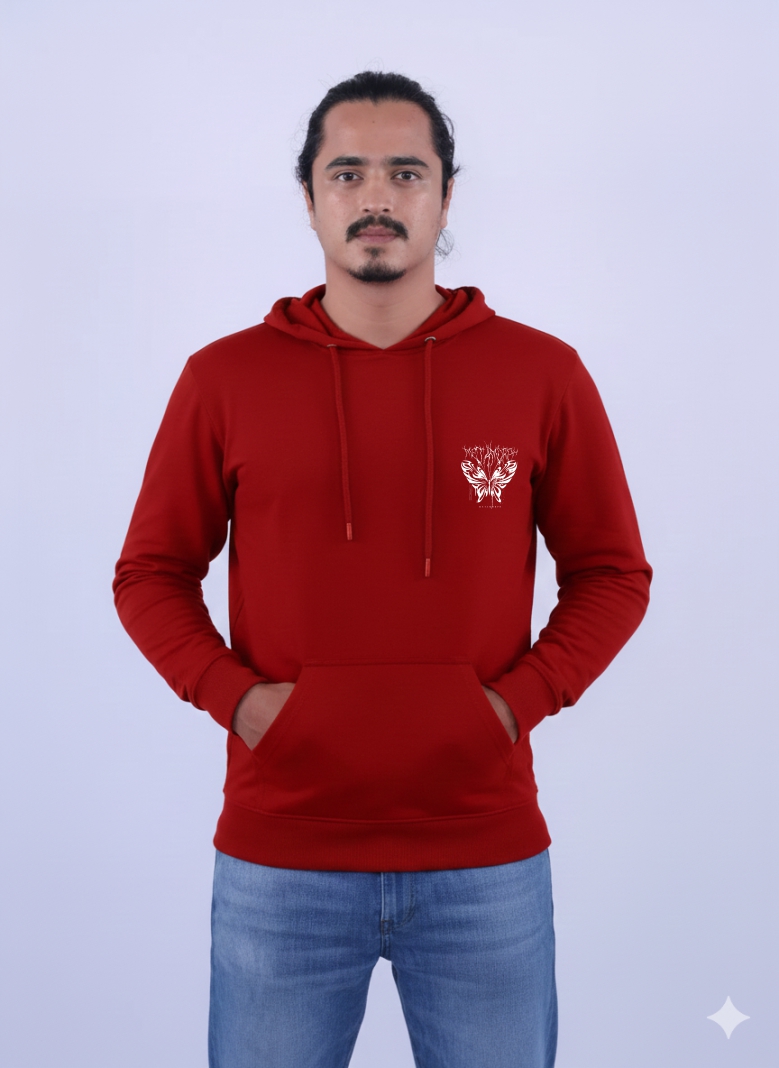 Custom Red Hoodie with Butterfly Design 1513 MC