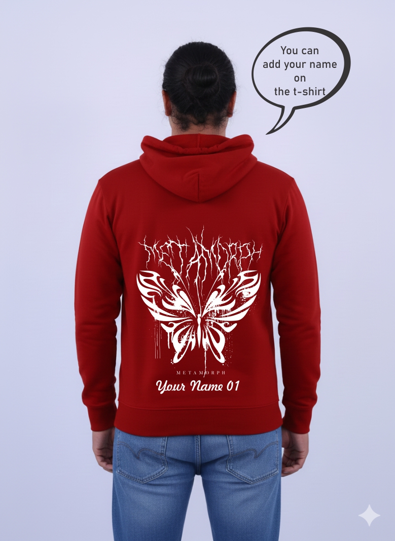 Custom Red Hoodie with Butterfly Design 1513 MC