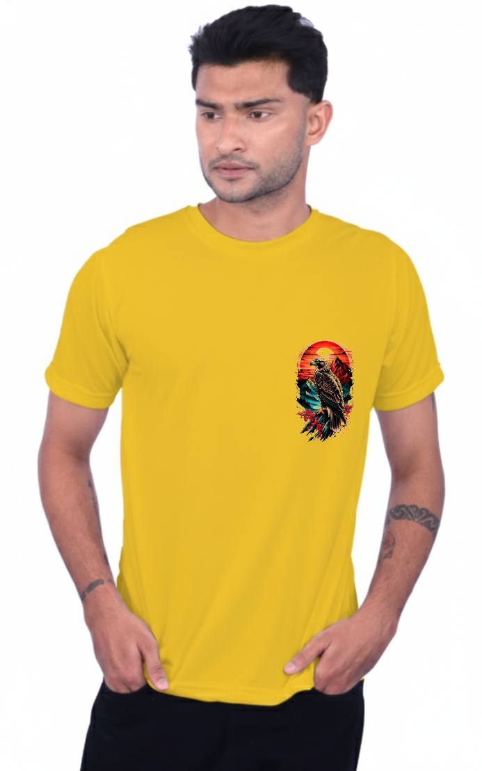 Custom Eagle Print Yellow T-Shirt 1711 MA