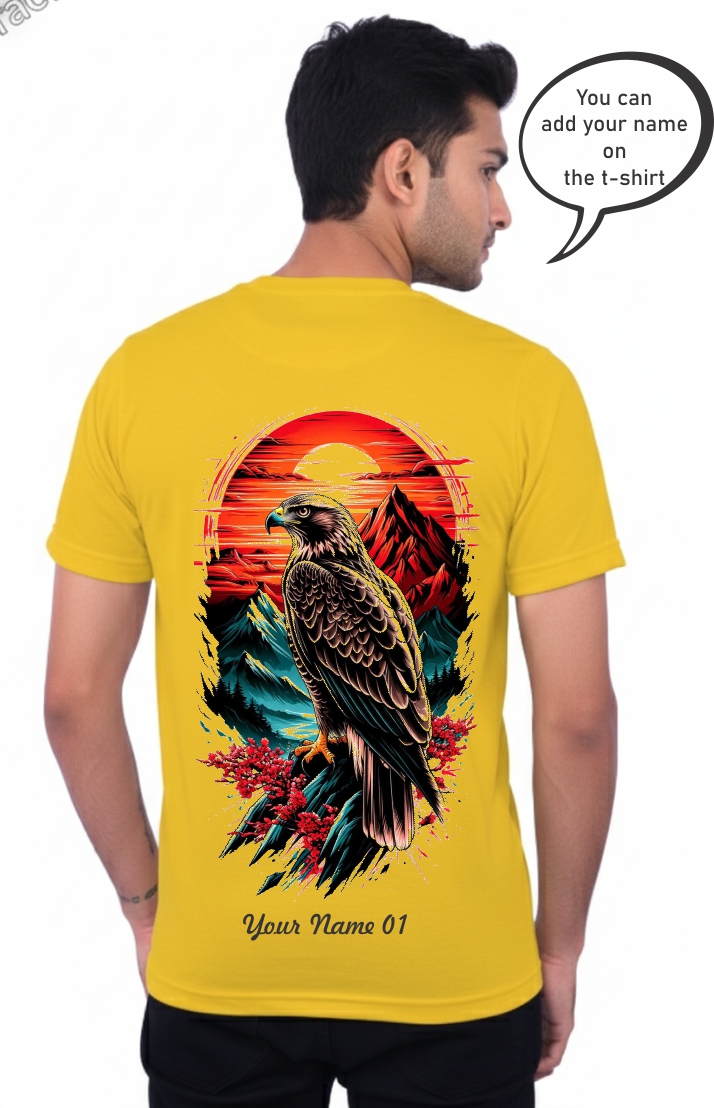 Custom Eagle Print Yellow T-Shirt 1711 MA