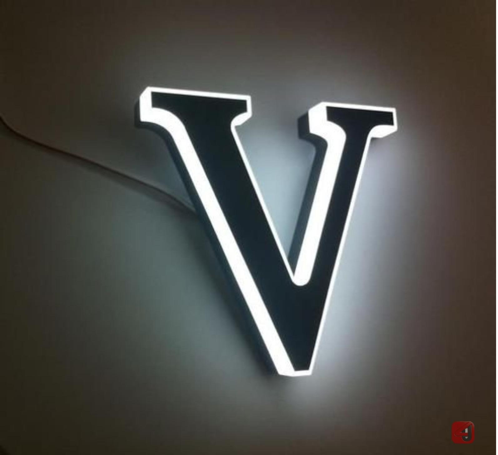Illuminated Letter V Sign