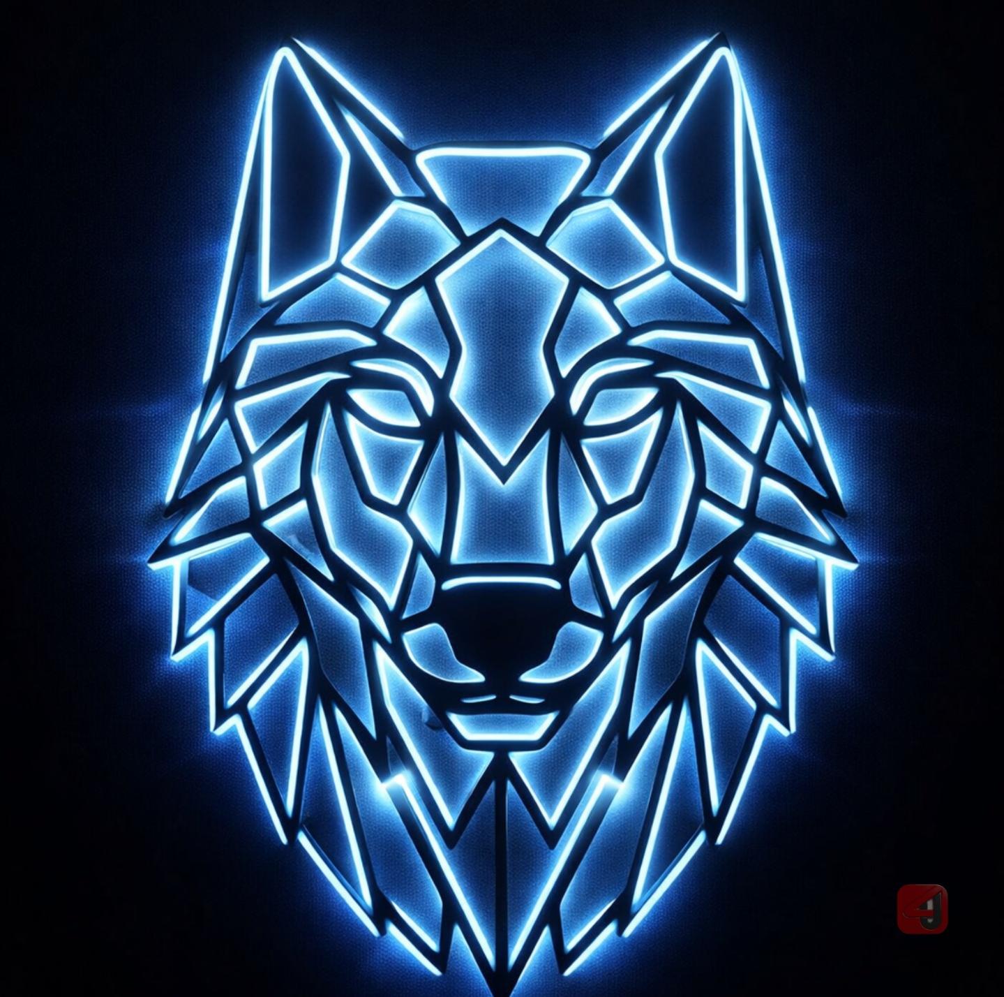 Geometric Wolf Neon Wall Light