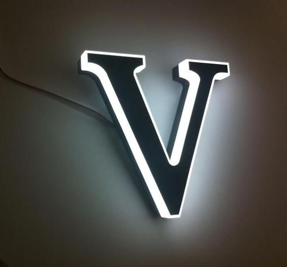 Illuminated  acrylic Letter V Sign