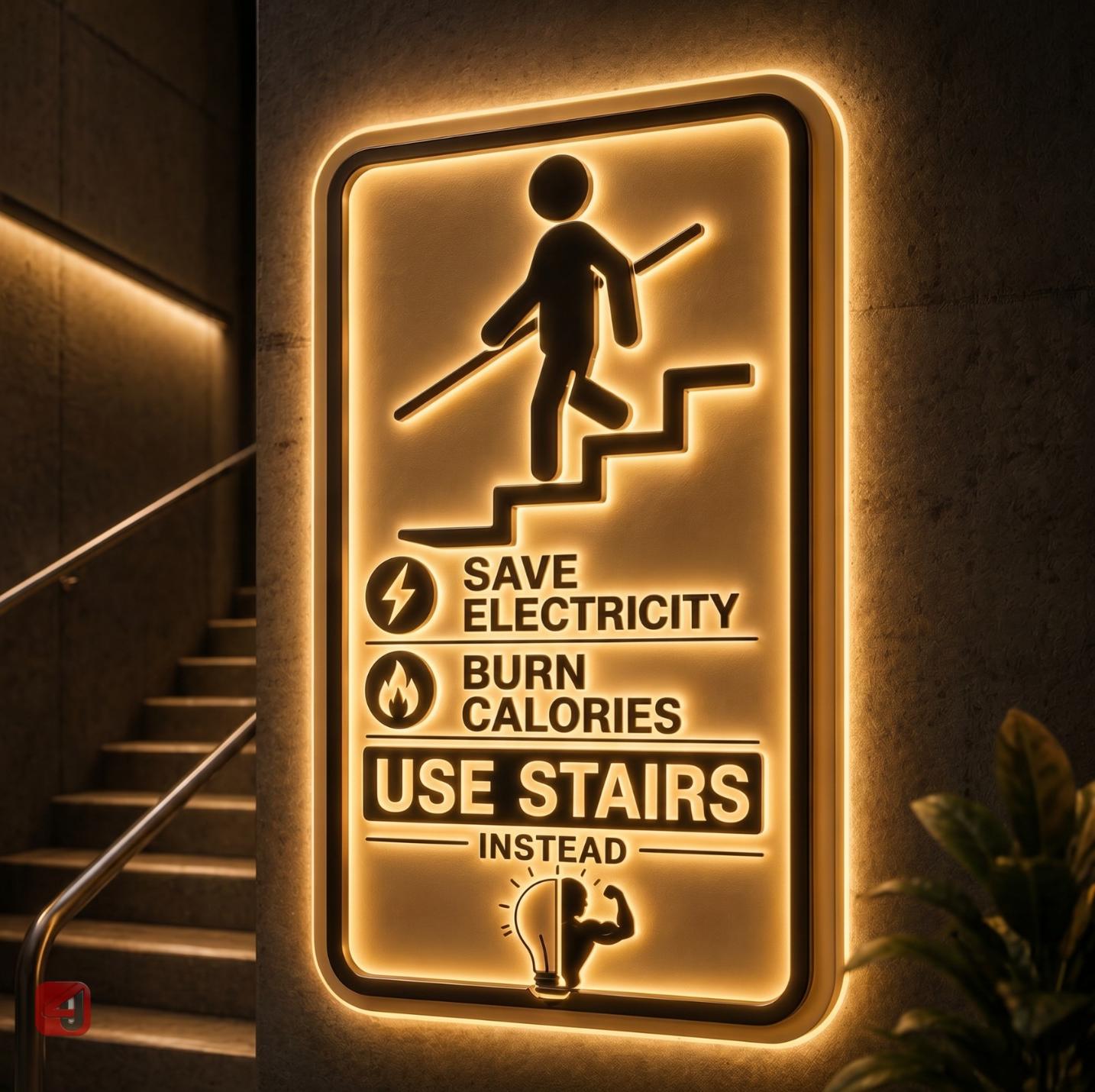 Illuminated Stairs Motivation Sign
