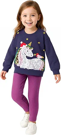 HILEELANG Toddler Girl Fall Outfits Clothing Sets Cotton Sweatshirts Leggings Pnats Clothing Playwear Sets 2pc