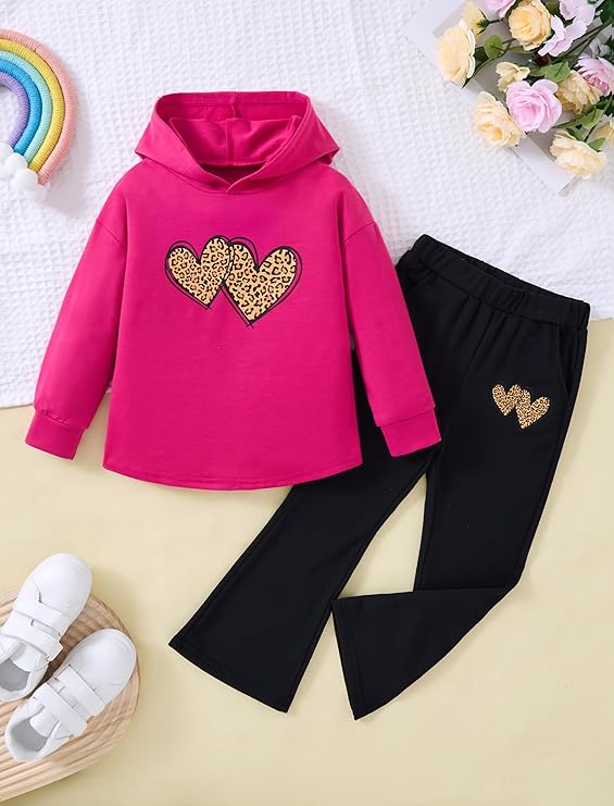 Kid Toddler Girl Clothes Long Sleeve Cute Print Hoodie Sweatshirt Flare Pants Girls Fall Winter Outfits 4-8 Years