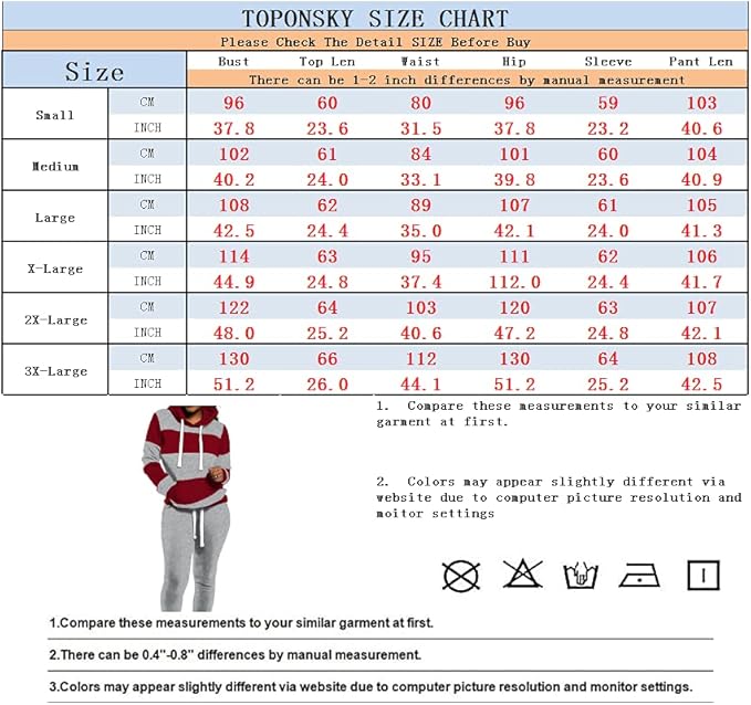TOPONSKY Womens 2 Piece Tracksuit Long Sleeve Warm Up Outfit Patchwork Pants Set