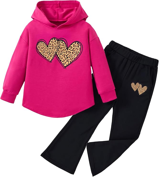 Kid Toddler Girl Clothes Long Sleeve Cute Print Hoodie Sweatshirt Flare Pants Girls Fall Winter Outfits 4-8 Years