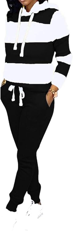 TOPONSKY Womens 2 Piece Tracksuit Long Sleeve Warm Up Outfit Patchwork Pants Set