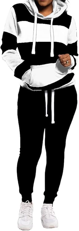 TOPONSKY Womens 2 Piece Tracksuit Long Sleeve Warm Up Outfit Patchwork Pants Set