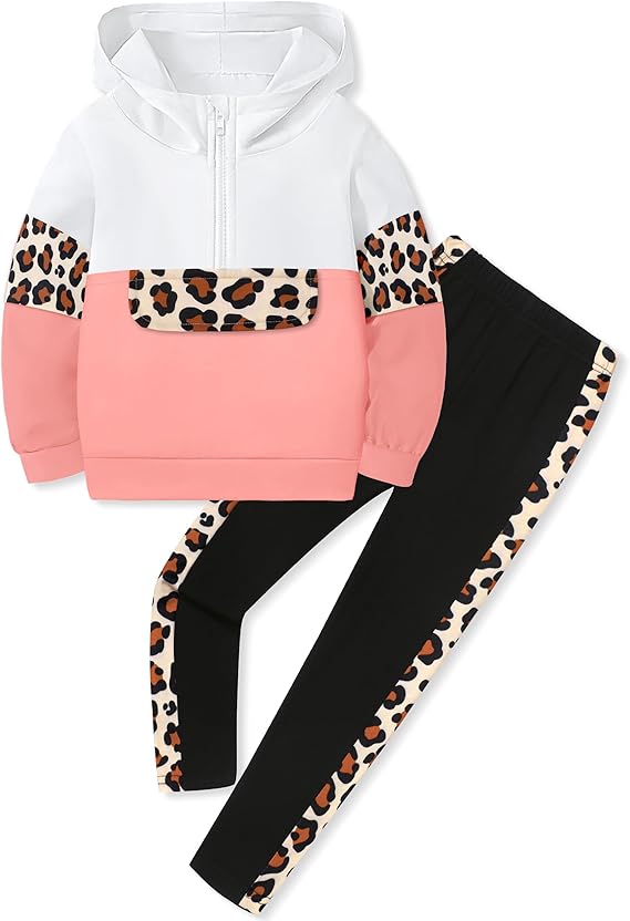 Toddler Girl Clothes Camo 2 Piece Little Girls Clothes Half Zip Up Hoodies Color Block Outfits Sweatshirt Pant Sets