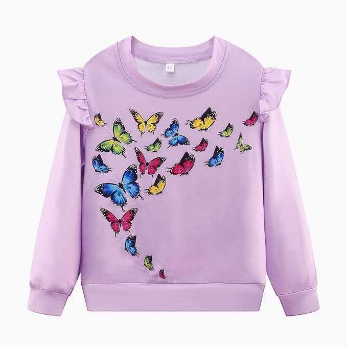 Girls Fall Winter Outfits Cartoon Animal Long Sleeve Crewneck Sweatshirt Top+Sweatpant 2 Piece Clothing Set 3-9T