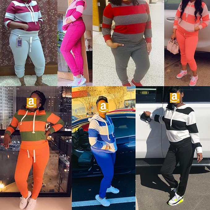 TOPONSKY Womens 2 Piece Tracksuit Long Sleeve Warm Up Outfit Patchwork Pants Set