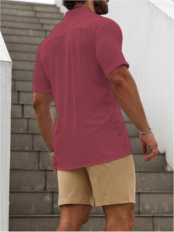 SOLY HUX Men's Casual Tracksuit Button Down Shirt and Drawstring Waist Short Sets Summer 2 Piece Outfits