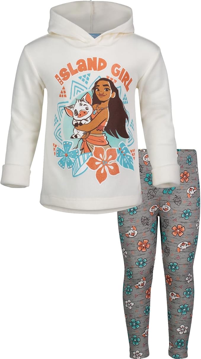 Disney Moana Fleece Pullover Hoodie and Leggings Outfit Set Infant to Big Kid Sizes (12 Months - 14-16)
