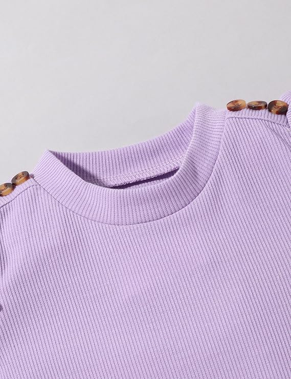 Fuermos Toddler Girl Clothes Puff Sleeve Top and Pleated Girls Plaid Skirt Set 2PCS Girls Outfits Fall Winter