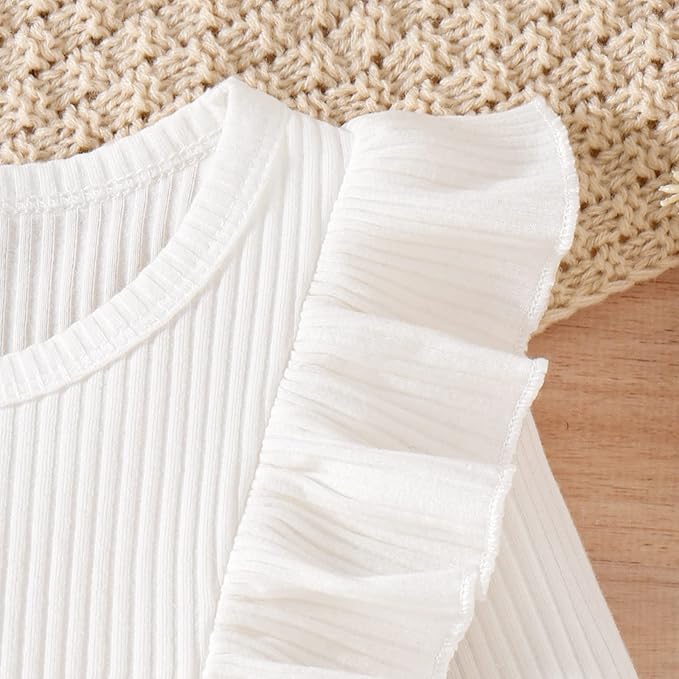 Noubeau Toddler Baby Girls Plaid Outfits Knit Ribbed Sweatshirt Shirt Tops Red Plaid Belt Skirt Fall Winter Clothes