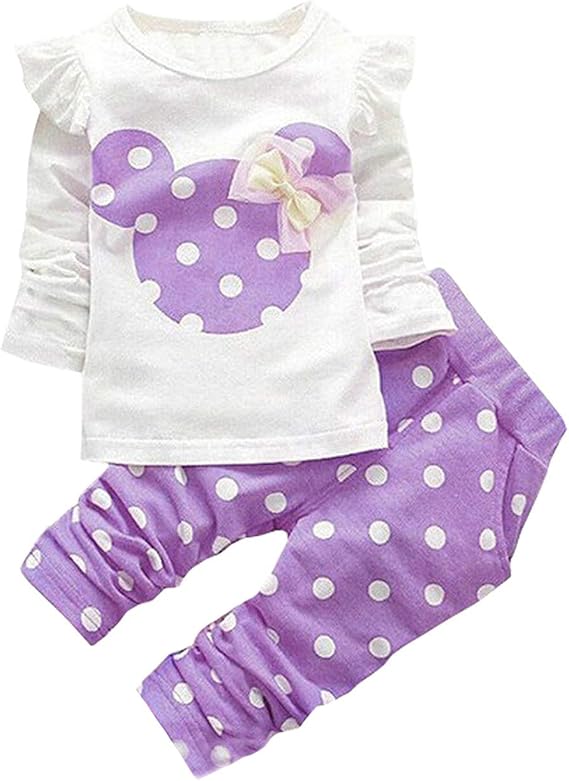 Cute Toddler Baby Girls Clothes Set Long Sleeve T-Shirt and Pants Kids 2pcs Outfits