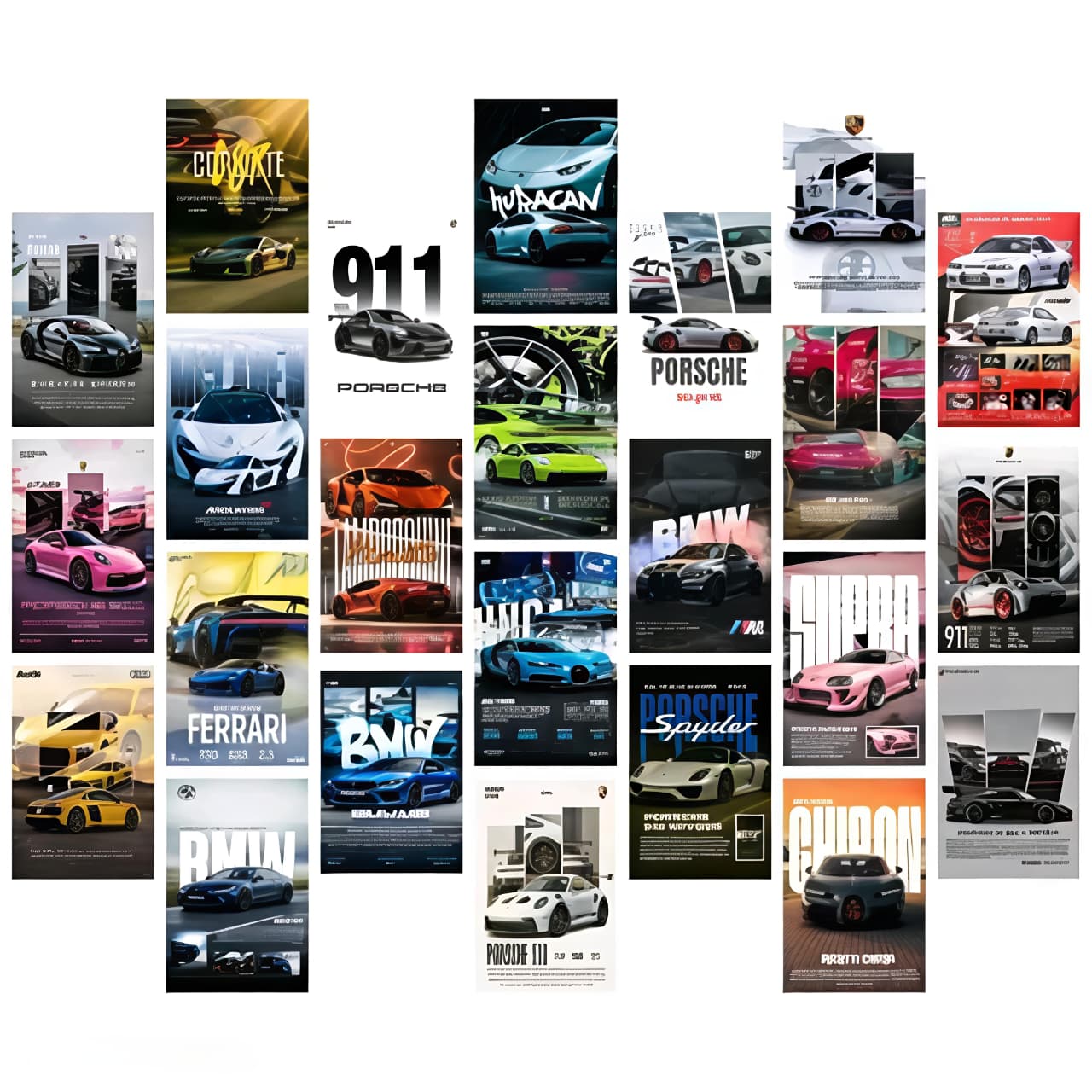 Aesthetic Porsche Car Wall Collage Kit || 24pcs (4×6inch) car Aesthetic Posters For Room Decoration.