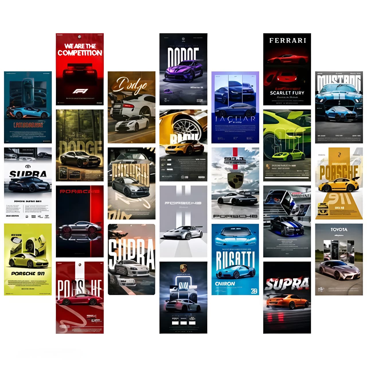 Aesthetic Supraa Car Wall Collage Kit || 24pcs (4×6inch) car Aesthetic Posters For Room Decoration.