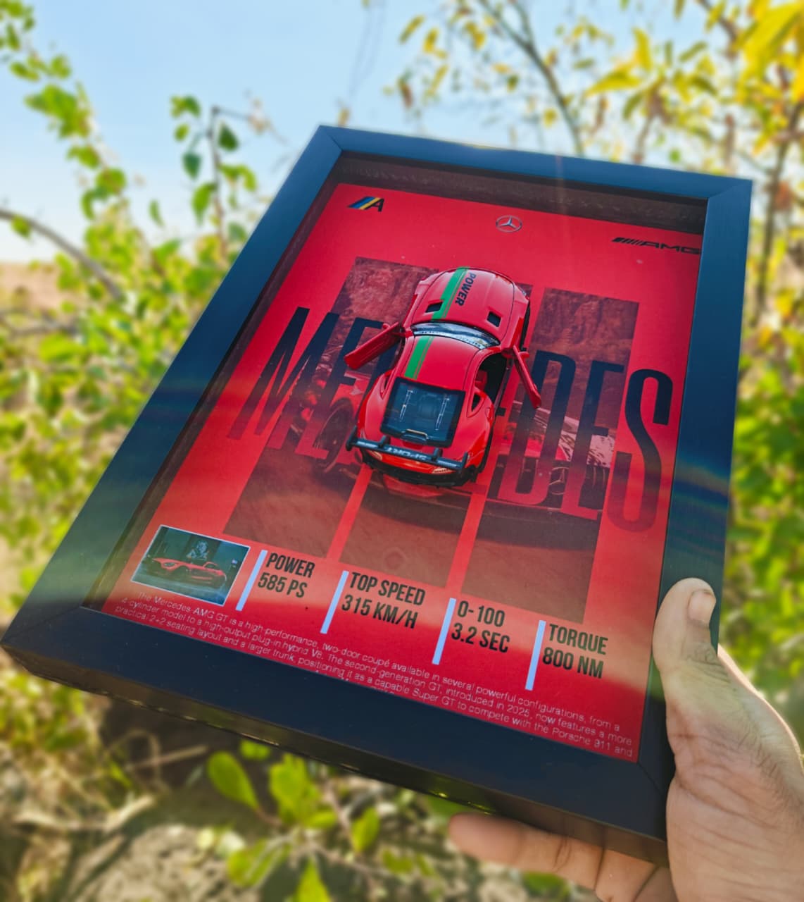 Automorphix | Mercedes AMG GT 1:36 3D Car Frame | Premium Diecast Wall Decor