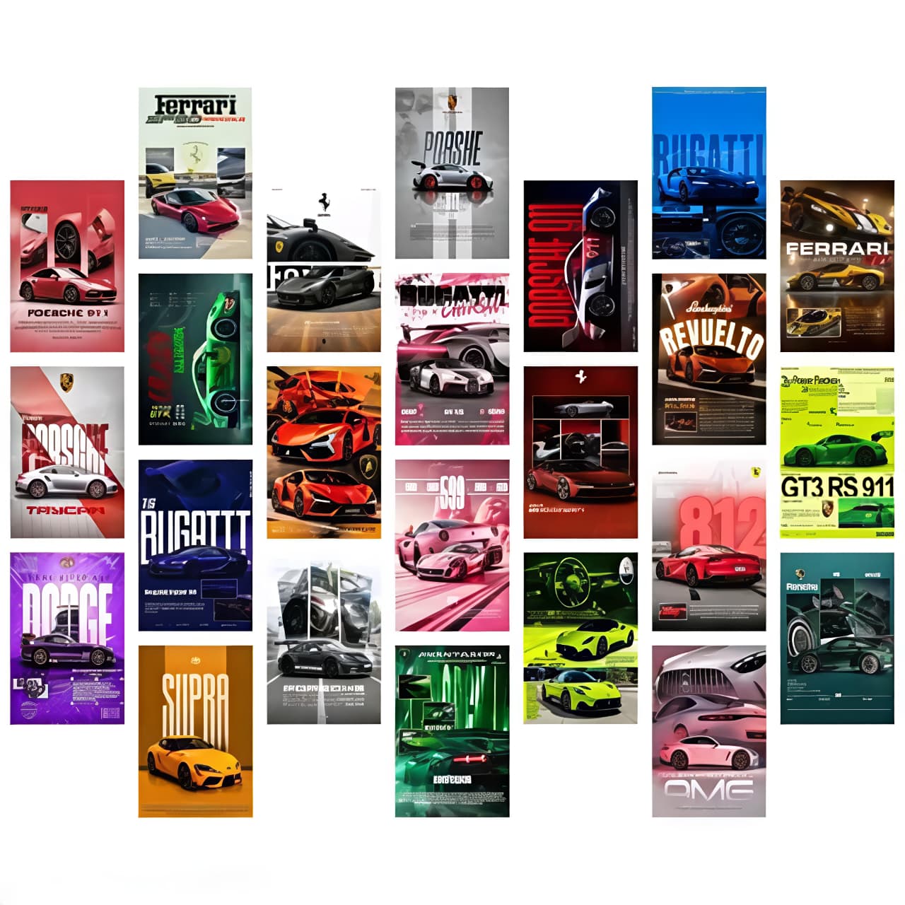 Aesthetic Car Wall Collage Kit || 24pcs (4×6inch) car Aesthetic Posters For Room Decoration.