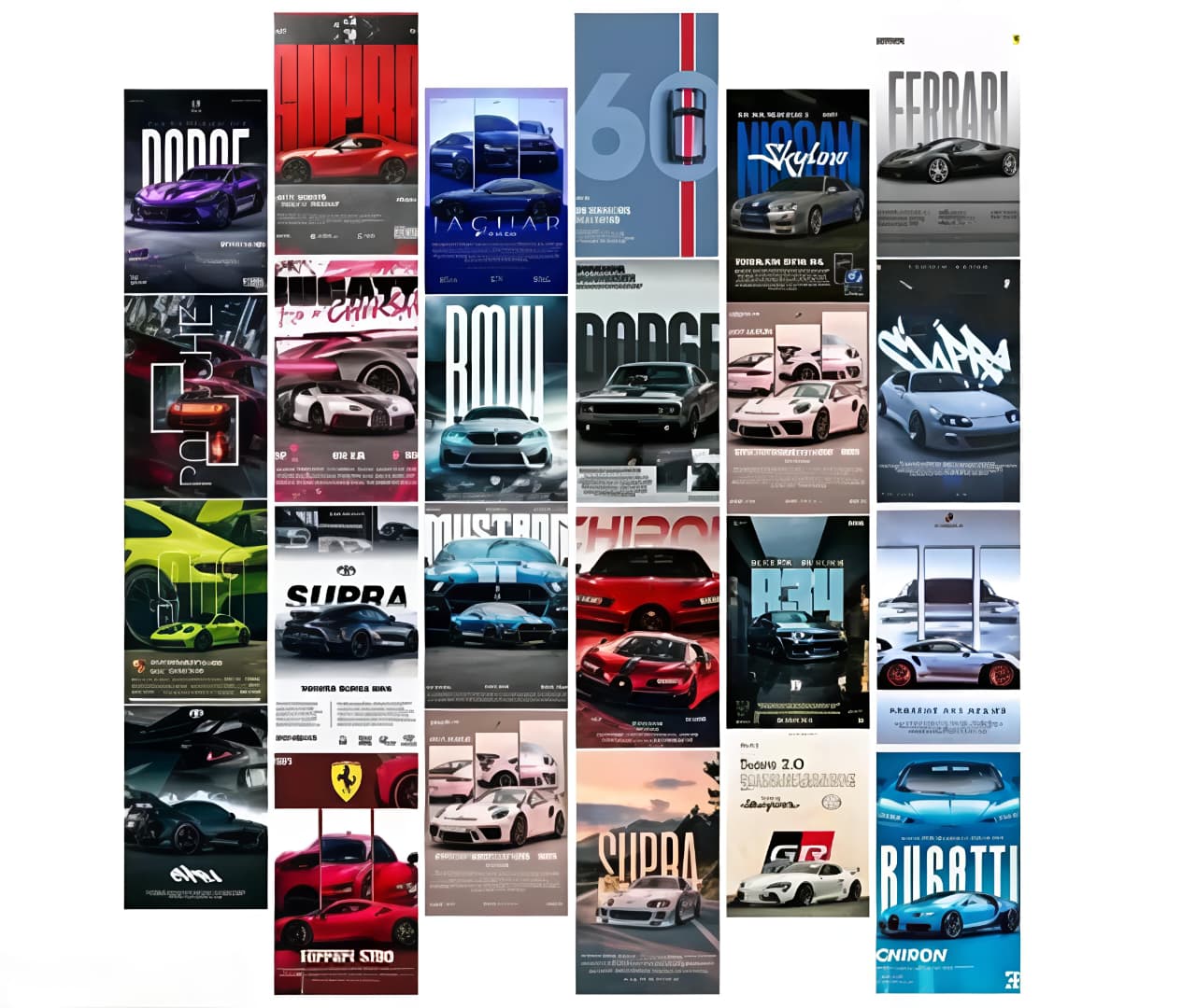 Aesthetic Car Wall Collage Kit || 24pcs (4×6inch) car Aesthetic Posters For Room Decoration Water Resistant Paper Comes With Adhesive Tape (Car )