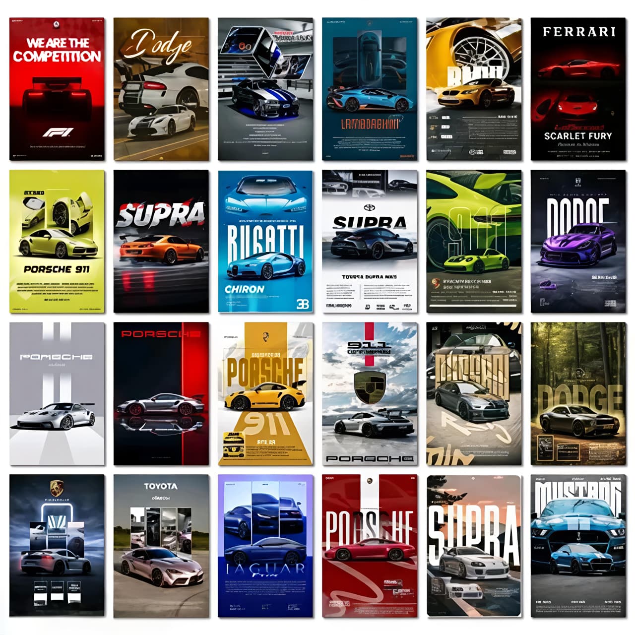 Aesthetic Supraa Car Wall Collage Kit || 24pcs (4×6inch) car Aesthetic Posters For Room Decoration.